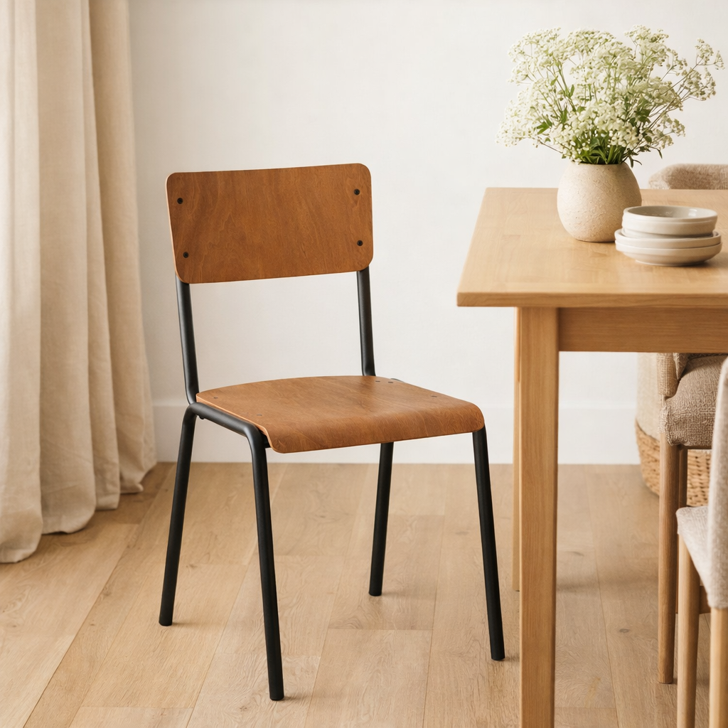 Chaise J-Line - bois/métal - marron en situation