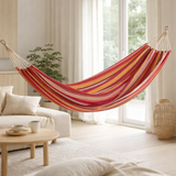 J-Line Hamac Rayures Coton/Polyester Rose Vif+Mix en situation