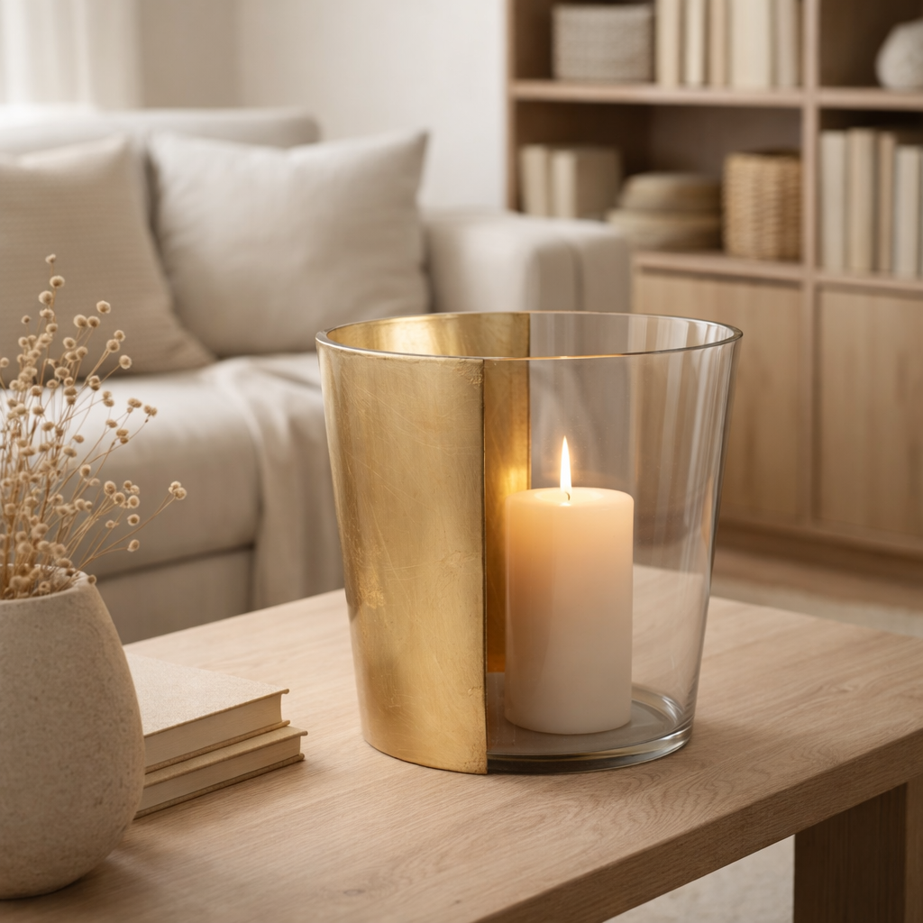 Lanterne J-Line - verre - transparent/or - grande en situation