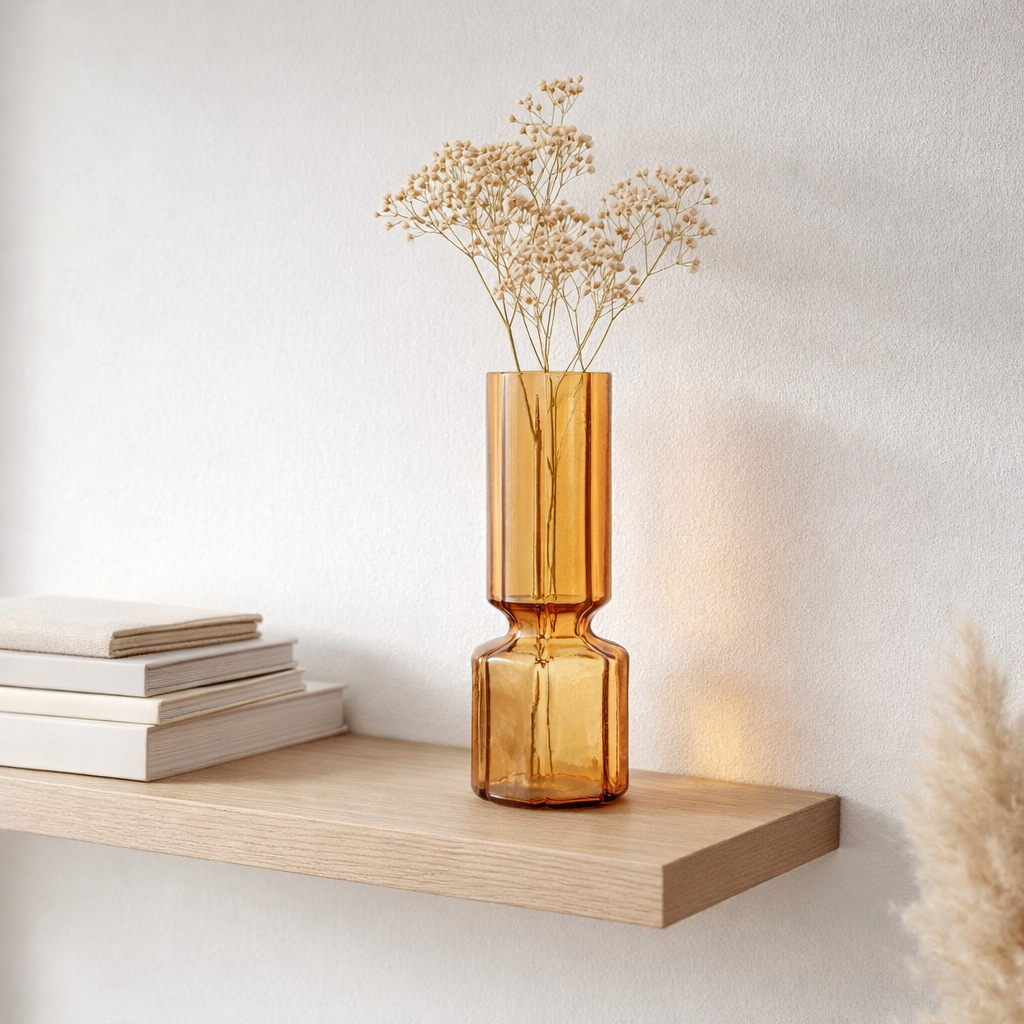 Vase J-Line Jef Lijnen - verre - orange - 28 cm de haut en situation