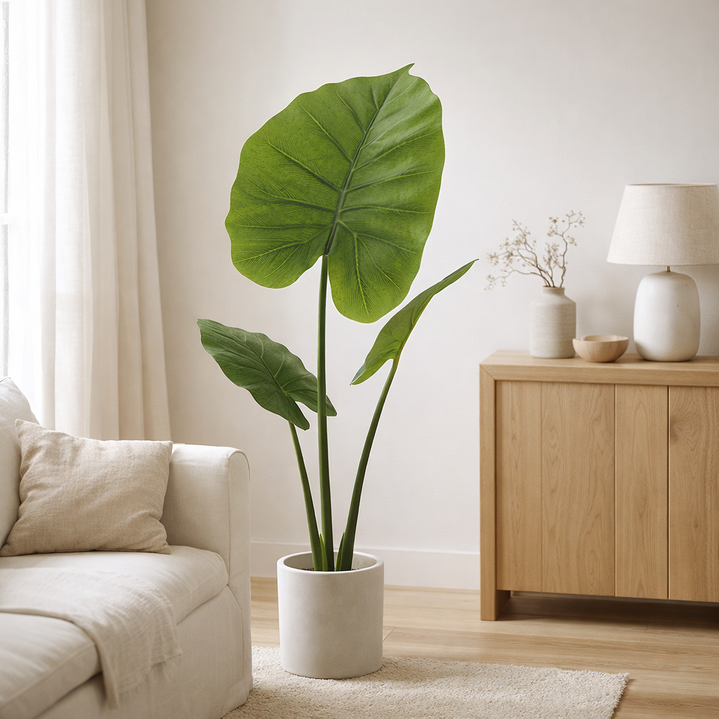 J-Line plantes Taro Wild en pot - plastique - vert - grand en situation