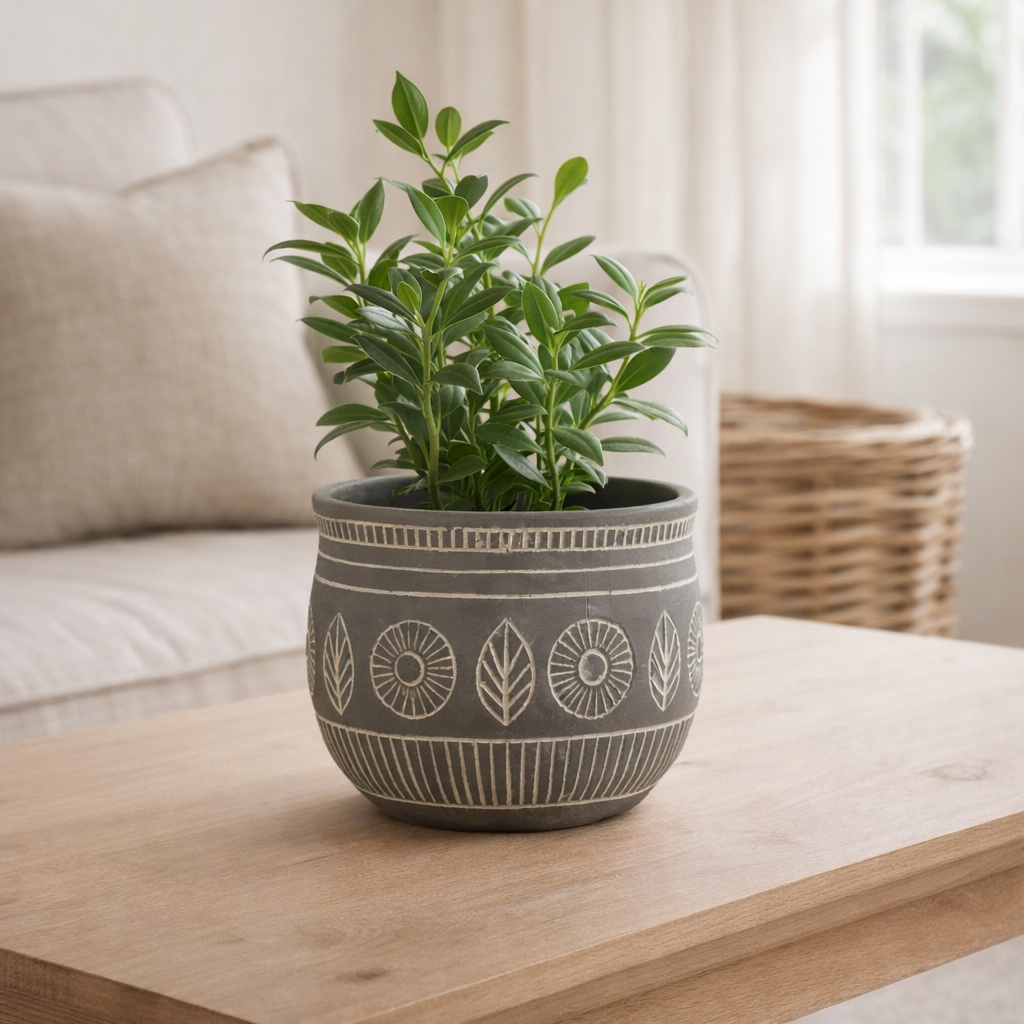 J -Liline Flowerpot Fresco - Ciment - Gray - Medium - Ø 18 cm en situation