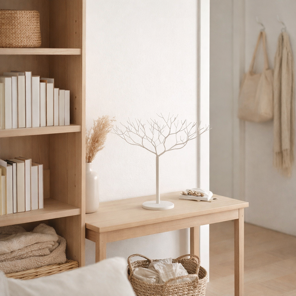Arbre de décoration J-Line - métal - blanc - petit en situation