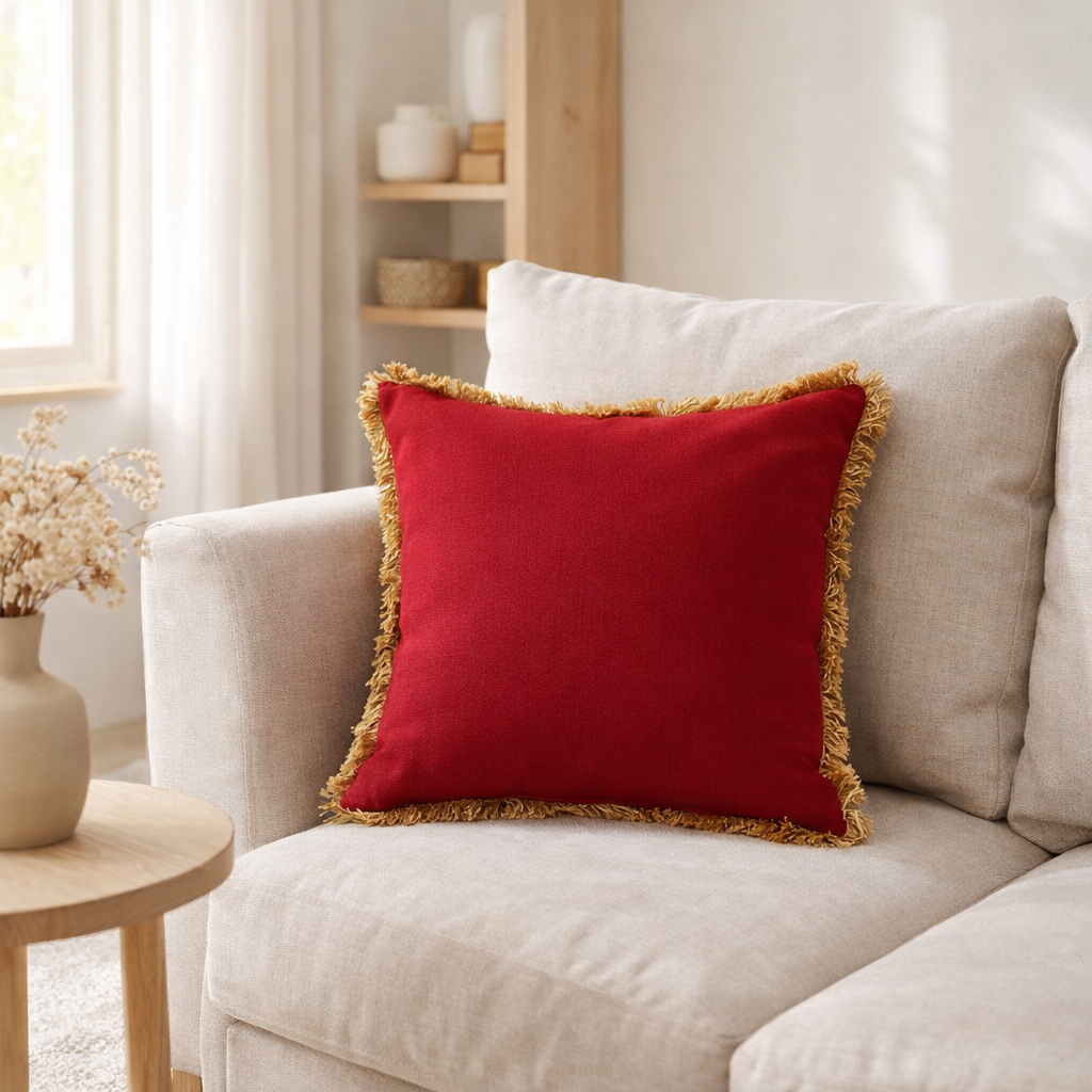 J-Line coussin Amour - textile - rouge/or en situation