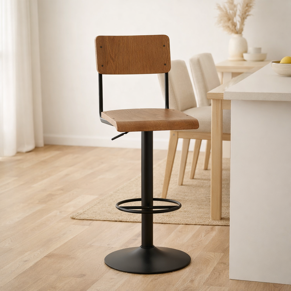 Chaise de bar J-Line - bois/métal - marron en situation