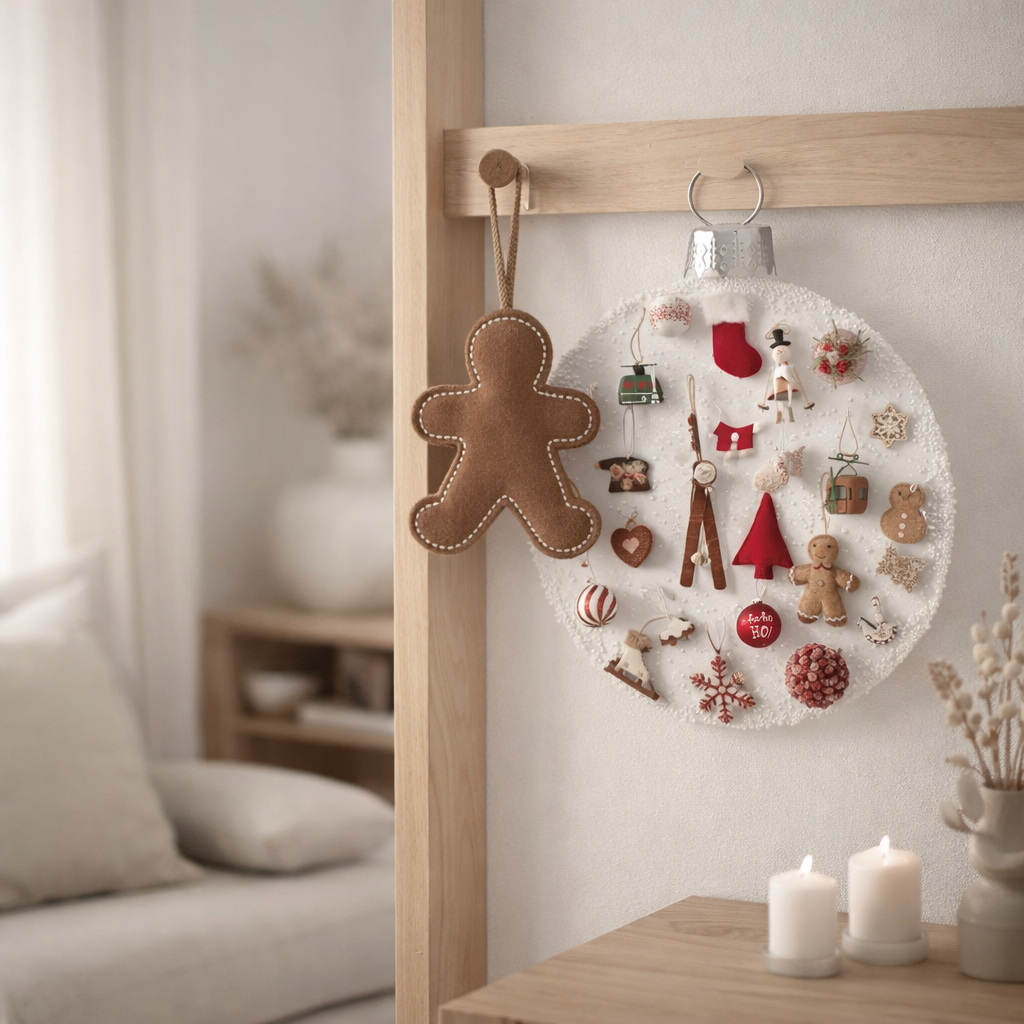 J -Liline Christmas Pendant Gingerbread Man + Bow - Textile - Brown - 2 pièces en situation