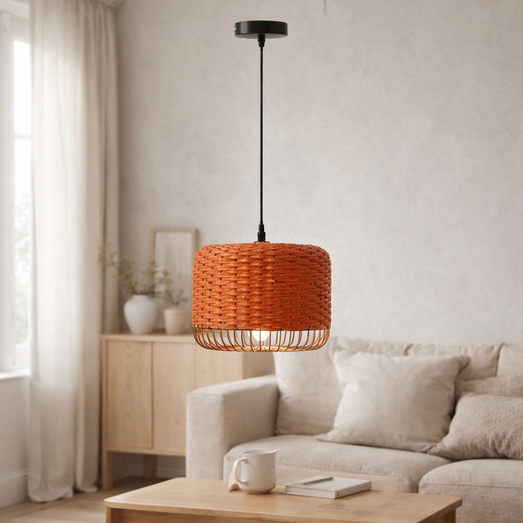J-Line Plafonnier Métal Orange en situation