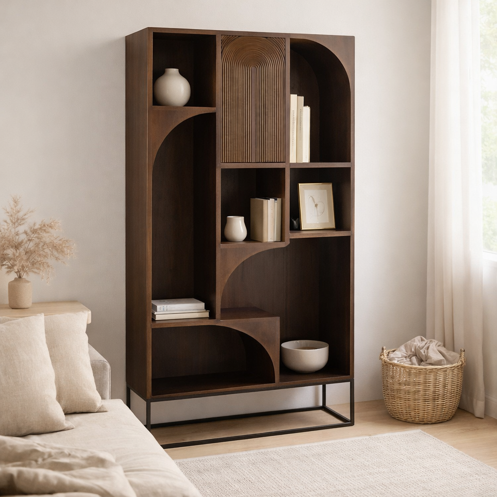 J-Line Rack Fashion Bois de manguier/MDF Marron en situation