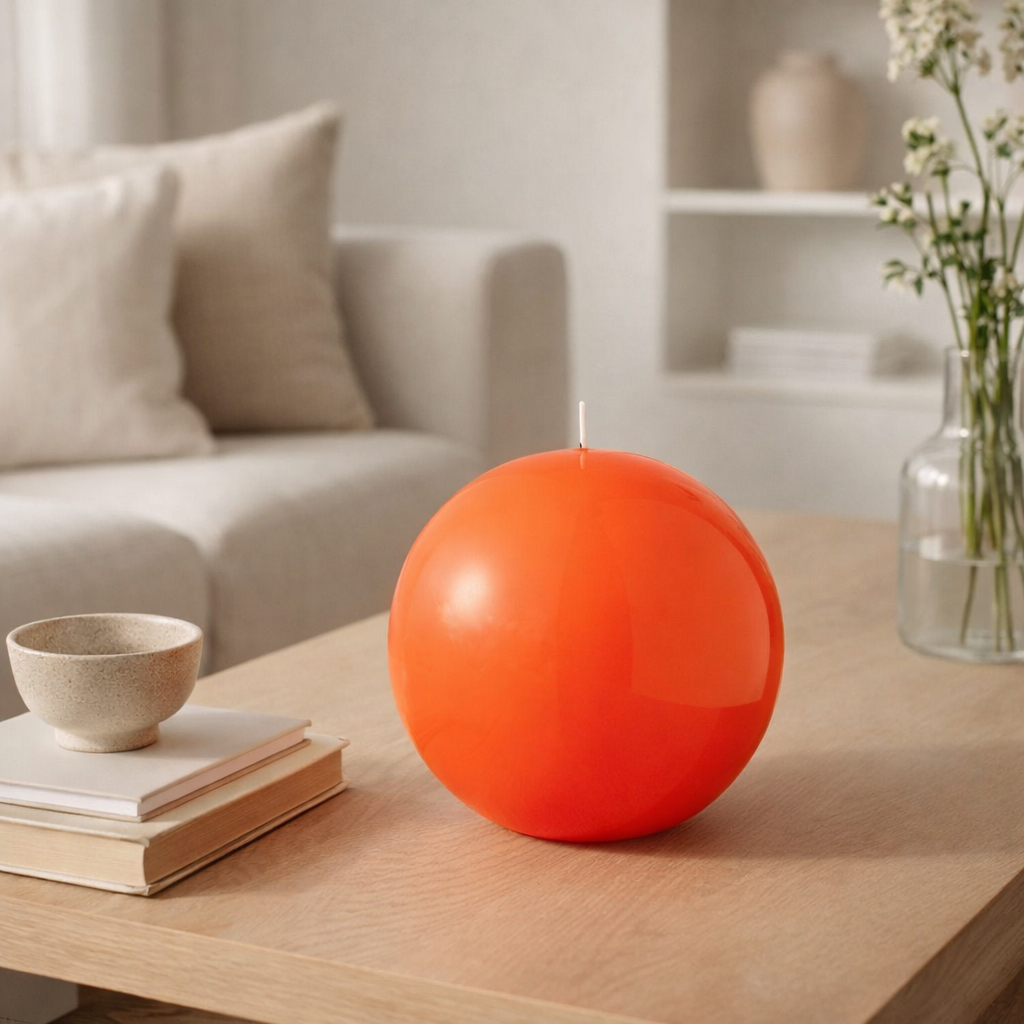 J-Line Bougie Boule Cire Fluo Rouge - 50 Heures en situation