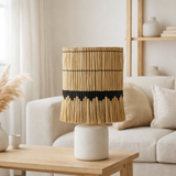 Abat-jour J-Line Motif - herbe/rotin - naturel/noir - petit en situation