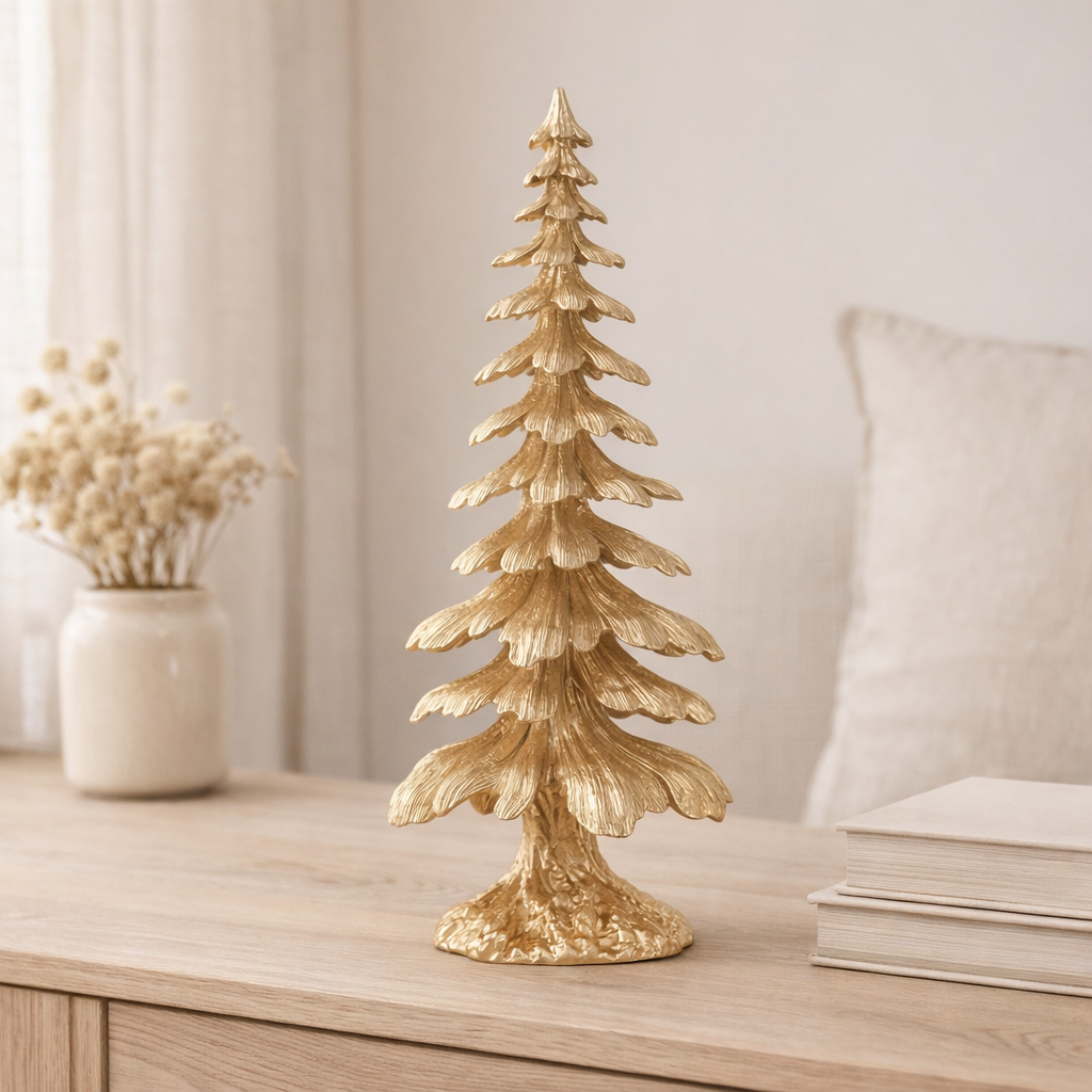 Décoration J -line Denneboom - Polyresin - Gold - Large en situation