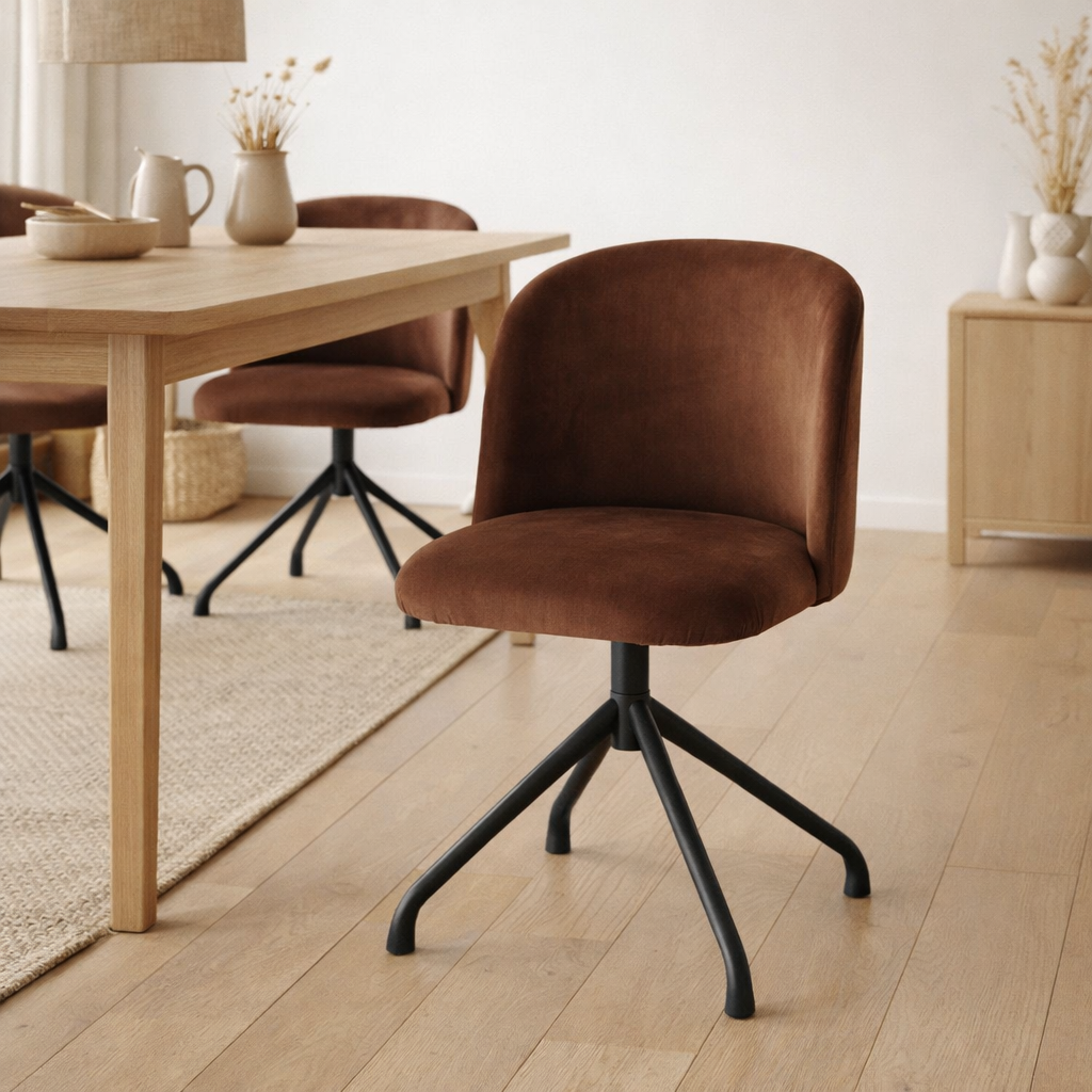 Chaise J-Line Turn/Up/Down - velours - marron foncé en situation