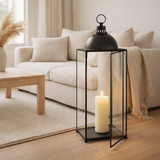 Lanterne J-Line Hagrid - verre/fer - noir - grande en situation