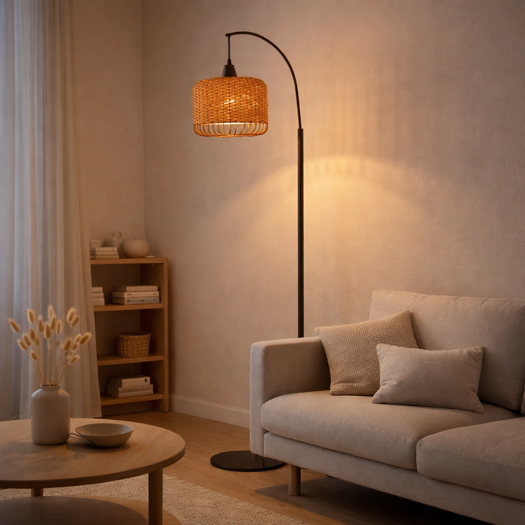 J -Line Lantern de lampe à plancher - Metal - Orange en situation