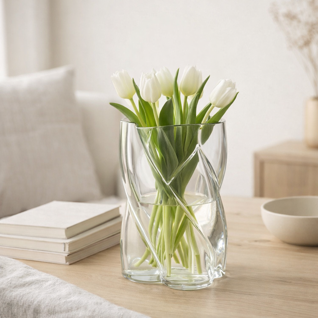 J-Line Vaas Swirly - GLAS - Transparente - Small - Ø 13,5 cm en situation