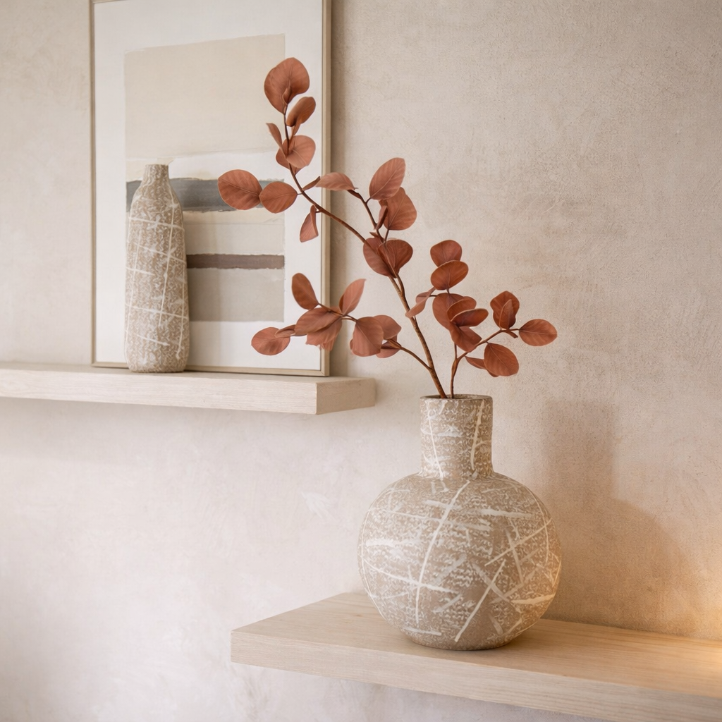J-Line Vase Dune Round - Calendrier - Beige / White - Ø 21 cm en situation