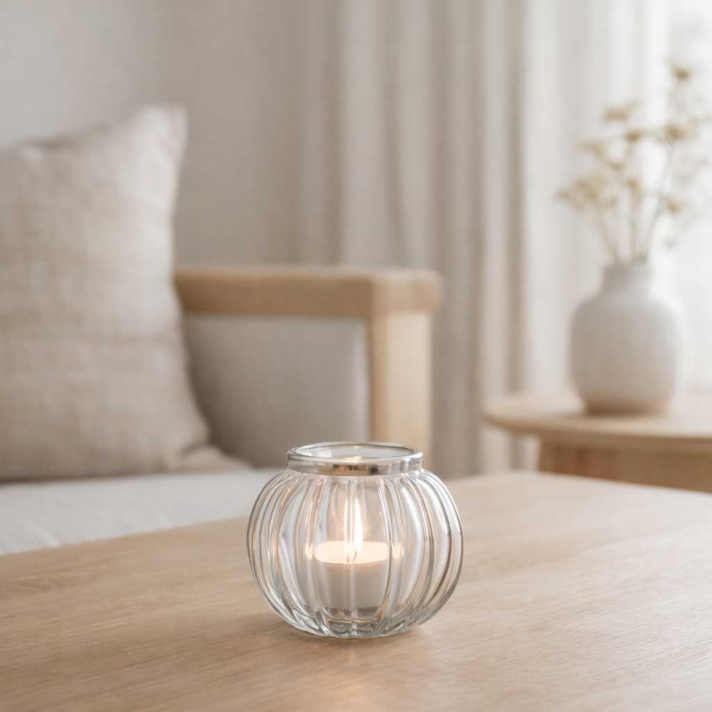 J-Line lanterne Globe - verre - transparent/argent - petit en situation