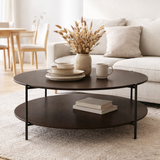 Table basse J-Line Ronde - métal - marron foncé - grande en situation