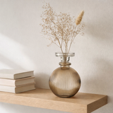 J-Line Bougeoir/Vase Malik Rond Verre Taupe/Transparent en situation
