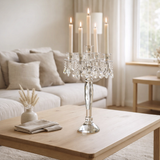 J-Line Bougeoir 5 Bras Cristal Transparent Grand en situation
