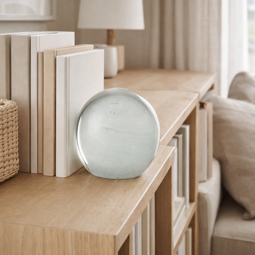 J -line Presse Paper Twister Round - Verre - Blanc Large en situation