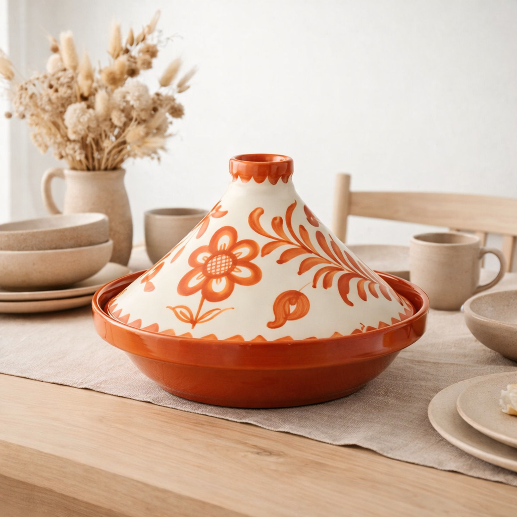 J -line Tajine Grenada - Céramique - Blanc / Orange en situation