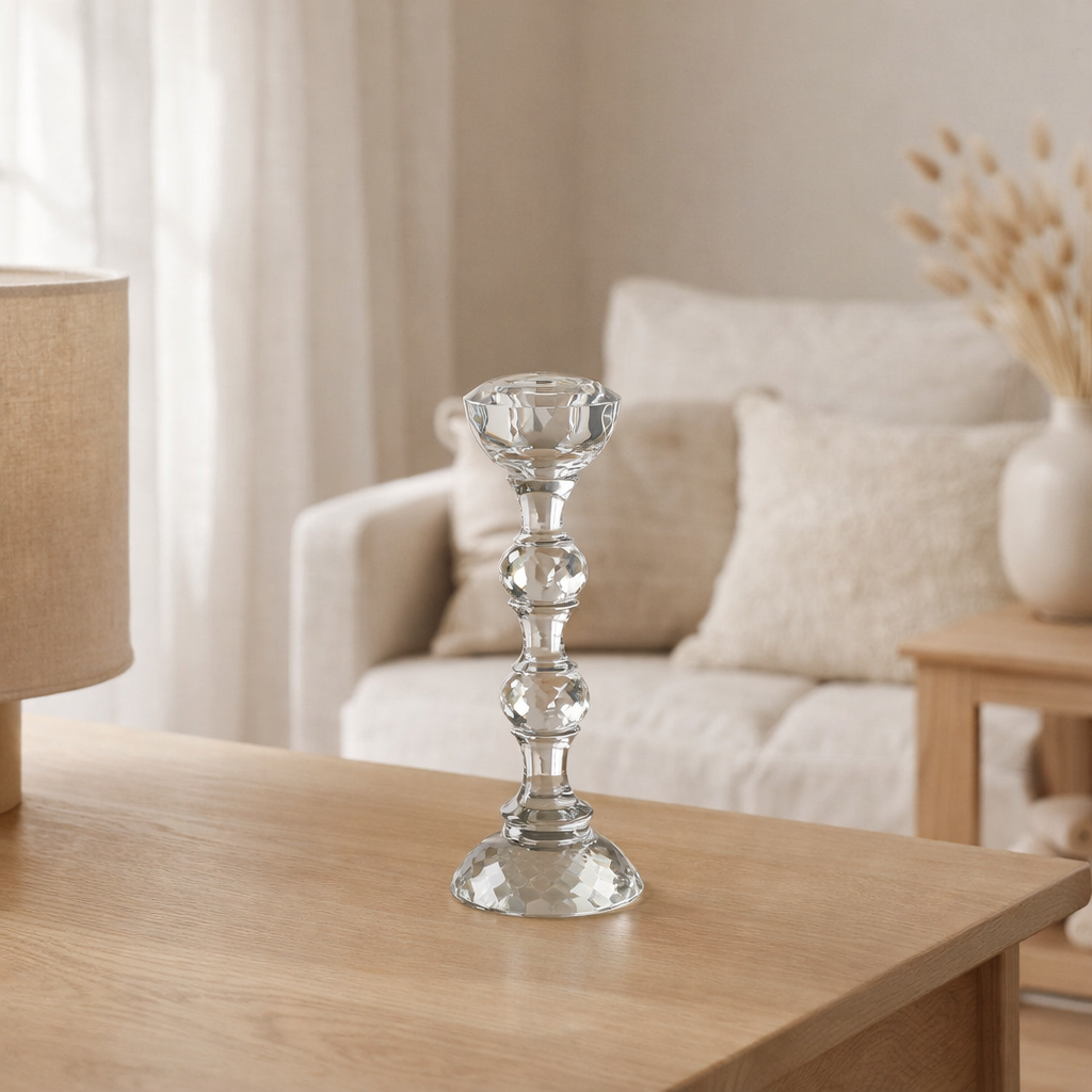 J-Line Bougeoir Marie Cristal Transparent Grand en situation