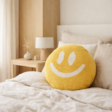 J-Line coussin Smiley Tufted - coton - jaune/blanc en situation