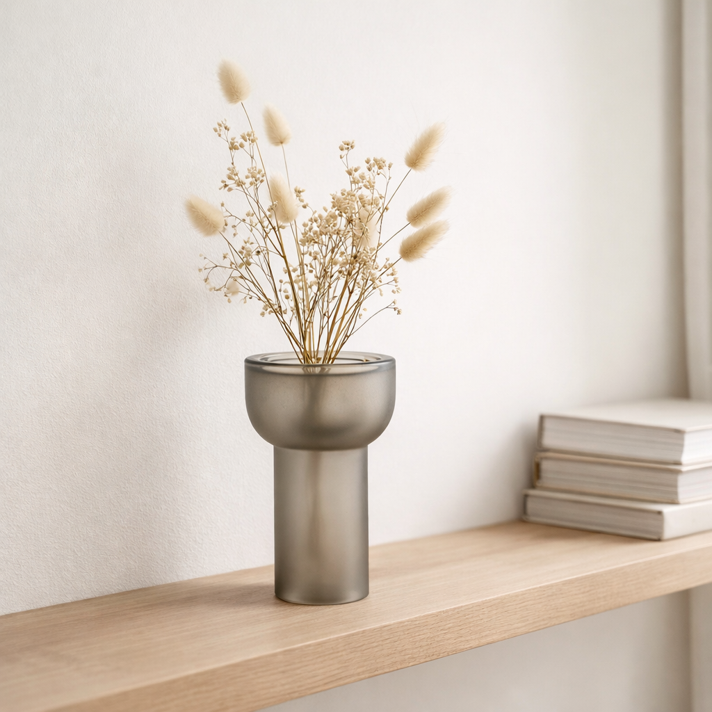 J -line vase / chandelier Yara - Glass - Gray - Small - 20 cm de haut en situation