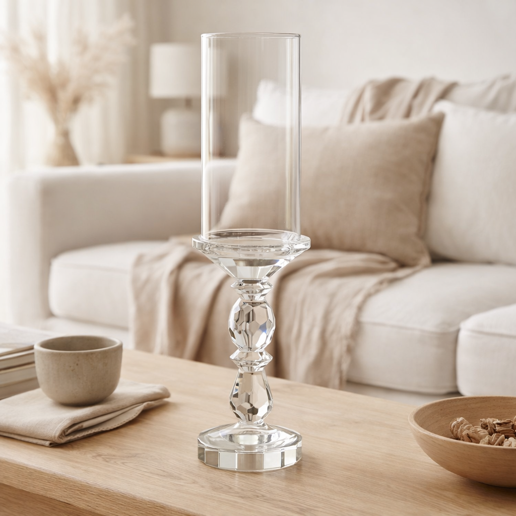 J-Line Bougeoir Marie Cristal Transparent Grand en situation