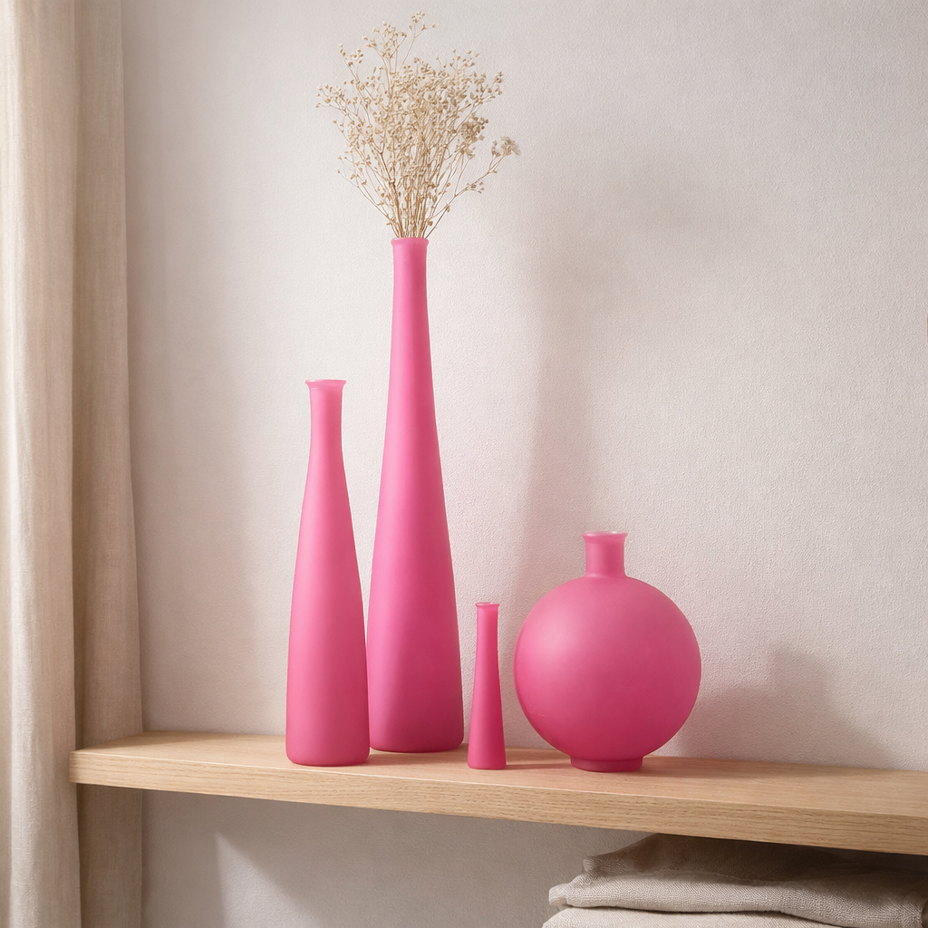 J-Line Vase Bottle - Glass - Pink - Large - 100 cm de haut en situation