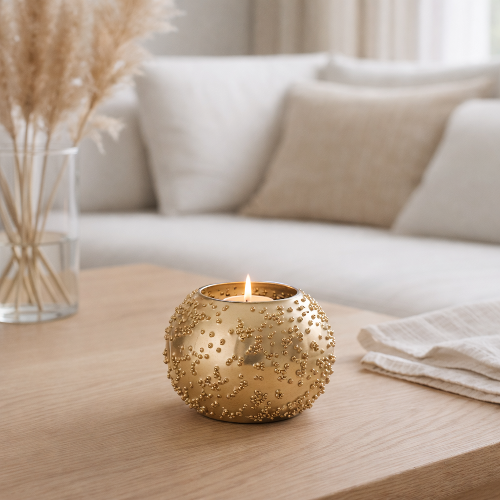 J -Line Candle Holder Lise - Glass - Gold - Small en situation