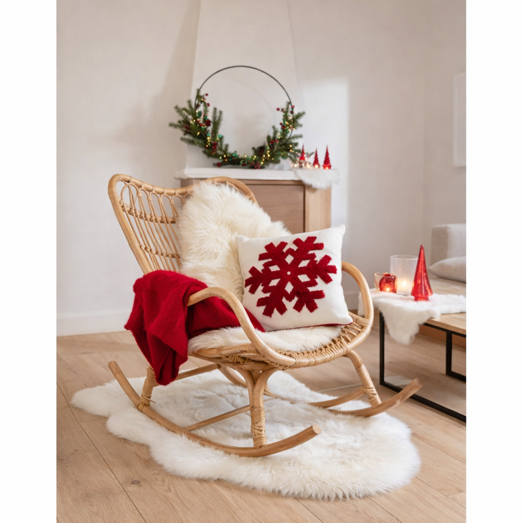 J-Line Tapis de Sol Mouton Fausse Fourrure Blanc - Tapis 94 x 60 cm en situation