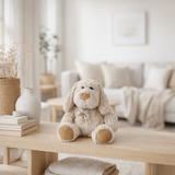 J-Line Chien+Écharpe Assis Peluche Polyester Beige/Marron Petit en situation