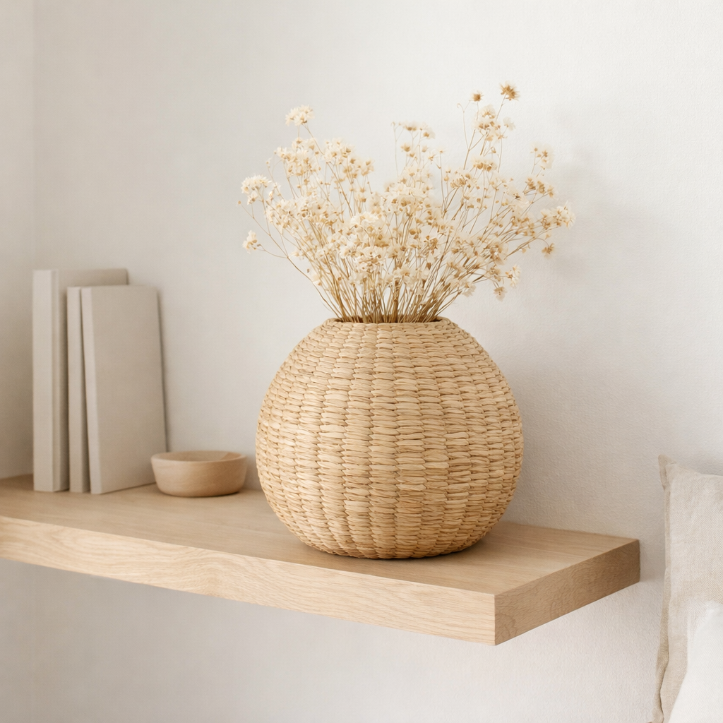 J -line Vase Yumi Bol - Bamboo - Natural - Large - Ø 35 cm en situation