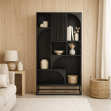 J-Line Rack Fashion Bois de Manguier/MDF Noir en situation