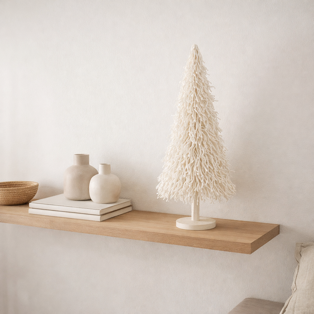 J - Decoration de la ligne arbre de Noël - bois - blanc - petit en situation