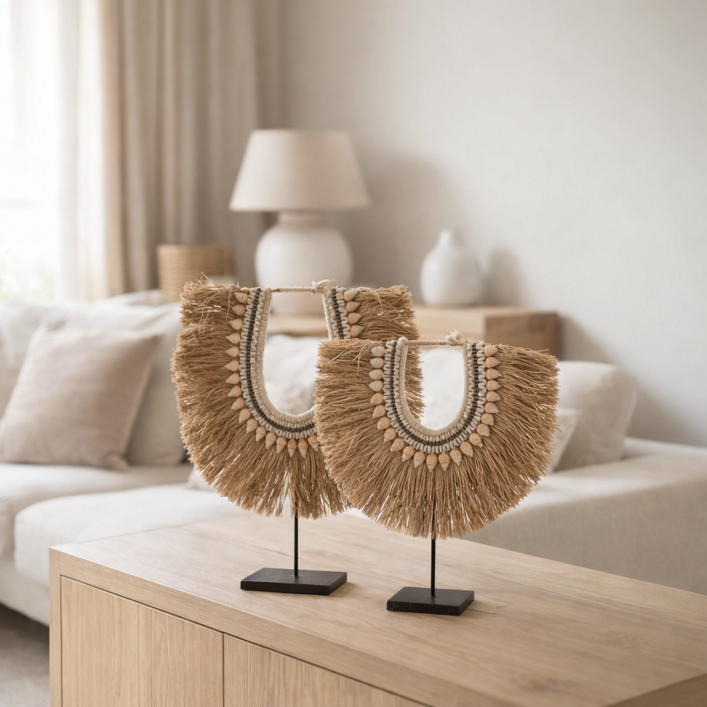 Collier de décoration J -line + Stand Dora - Shells - Beige - L en situation