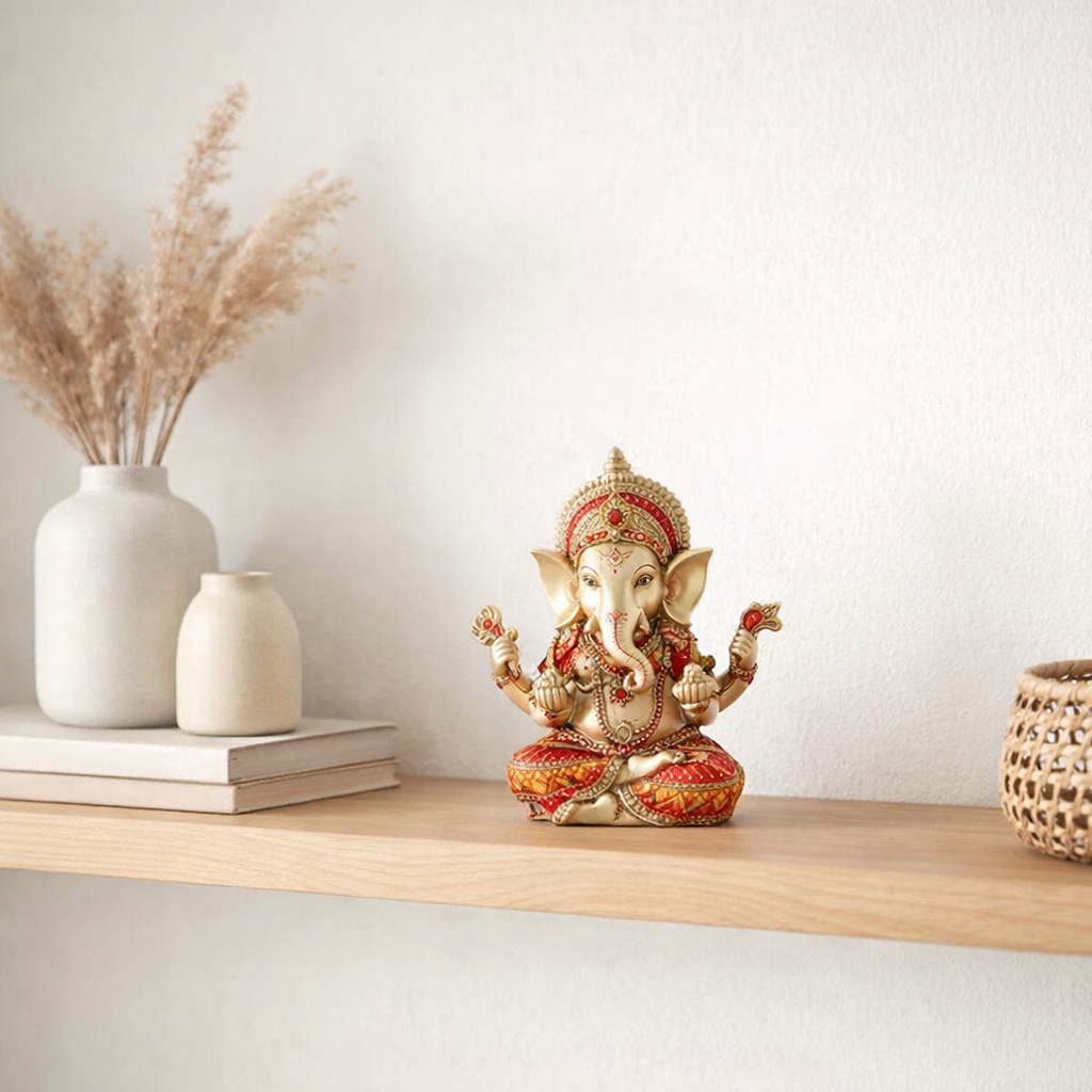 J -line Decoration Ganesha Sit - Polyresin - Mélange - Small en situation