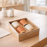 Mug J-Line - céramique - orange/blanc - boîte de 4 en situation