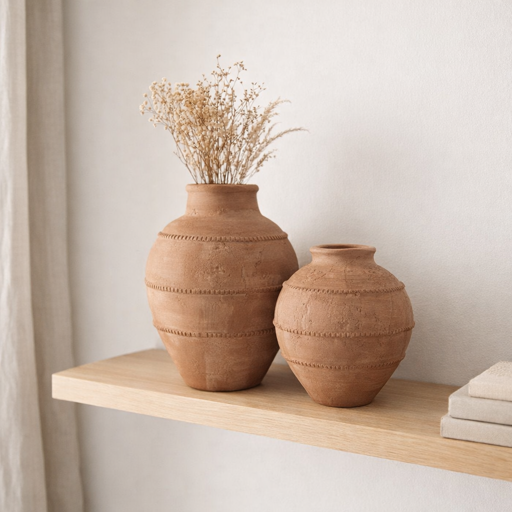 J-Lline Vase Jug Kaia - Céramique - Terracotta - Ø 21 cm en situation