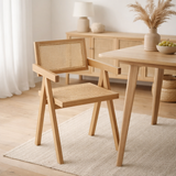 J-Line Chaise Treillis Bois de Frêne/Rotin Naturel en situation