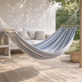 J-Line Hamac Rayures Coton/Polyester Bleu/Blanc en situation