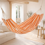 J-Line Hamac Rayures Coton/Polyester Orange/Blanc en situation