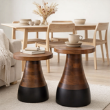 J-Line Set de 2 Tables d'Appoint Paro en Manguier Marron/Noir en situation