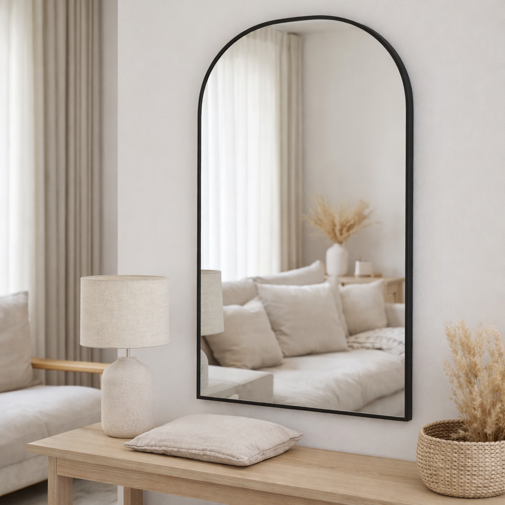 J -line Spiegel Extrema - Fer / Glass - Black - Grand - 108 x 59 cm en situation