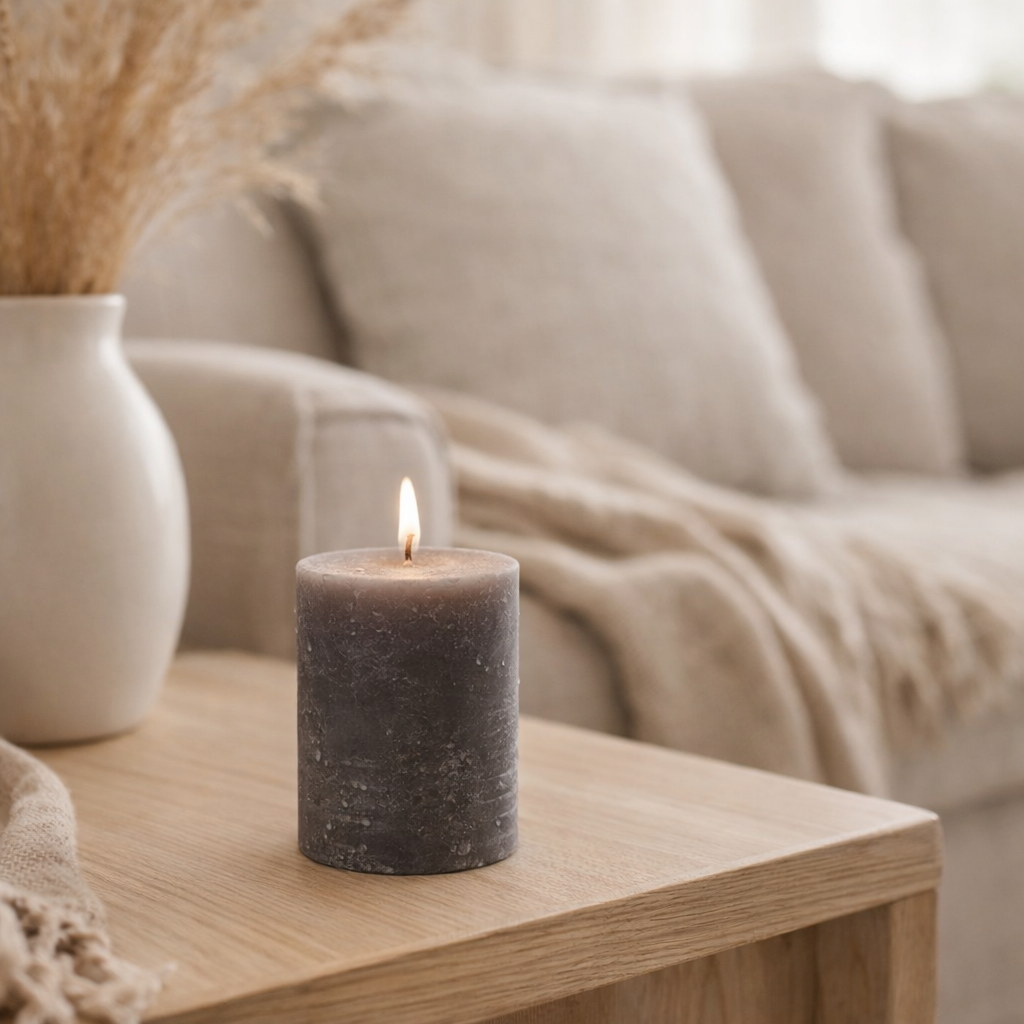 Bougie cylindrique J-Line - gris foncé - 18U - petite en situation
