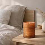 Bougeoir J-Line Glitter - verre - terre cuite/or - grand en situation