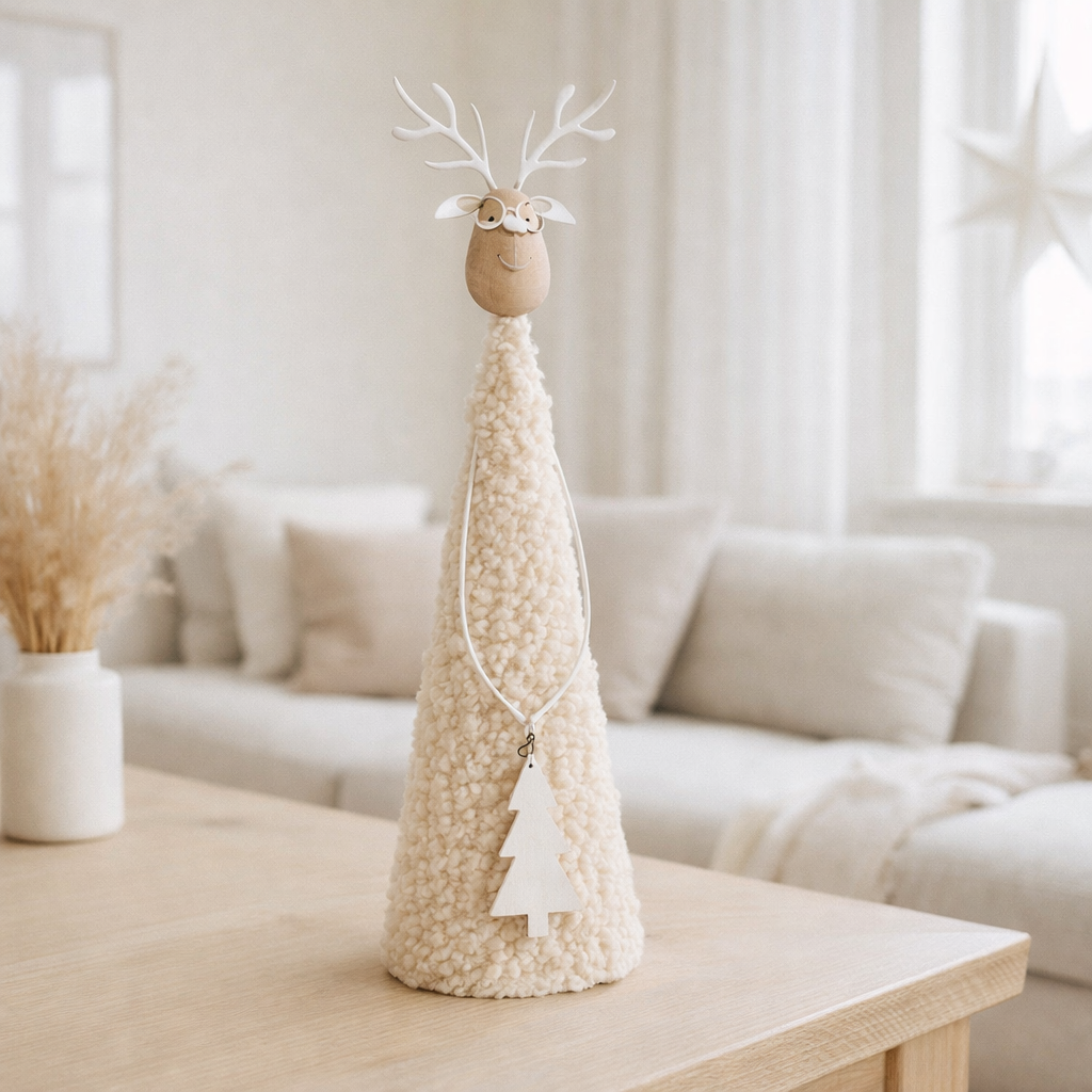 J -Line Figure Rendeer déco Teddy - Metal / Wood - Beige / Naturel - Large en situation