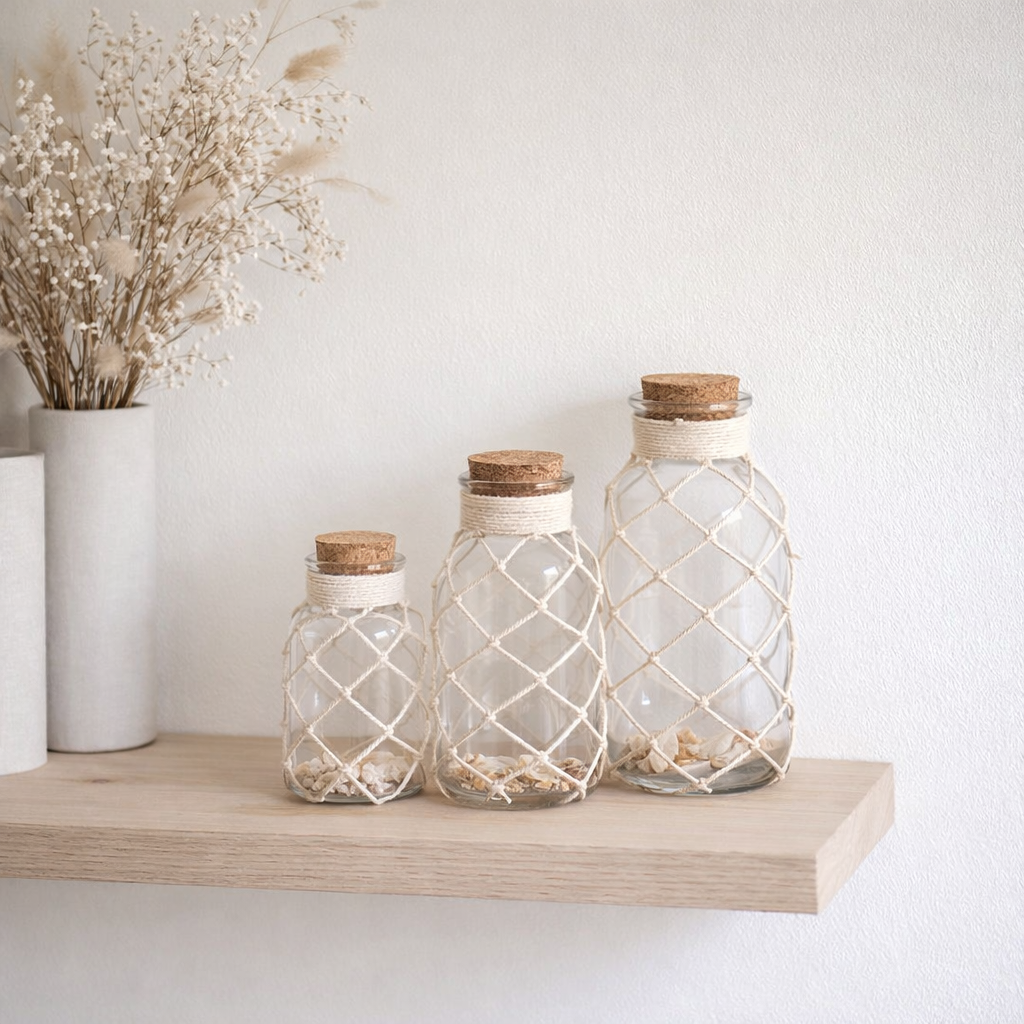 J-Line décoration Vase Coquillages Sable - verre - transparent - grand en situation